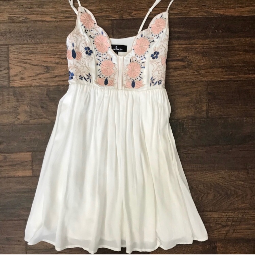 Lulus Daisy Petal Pickin’ Ivory Embroidered Dress